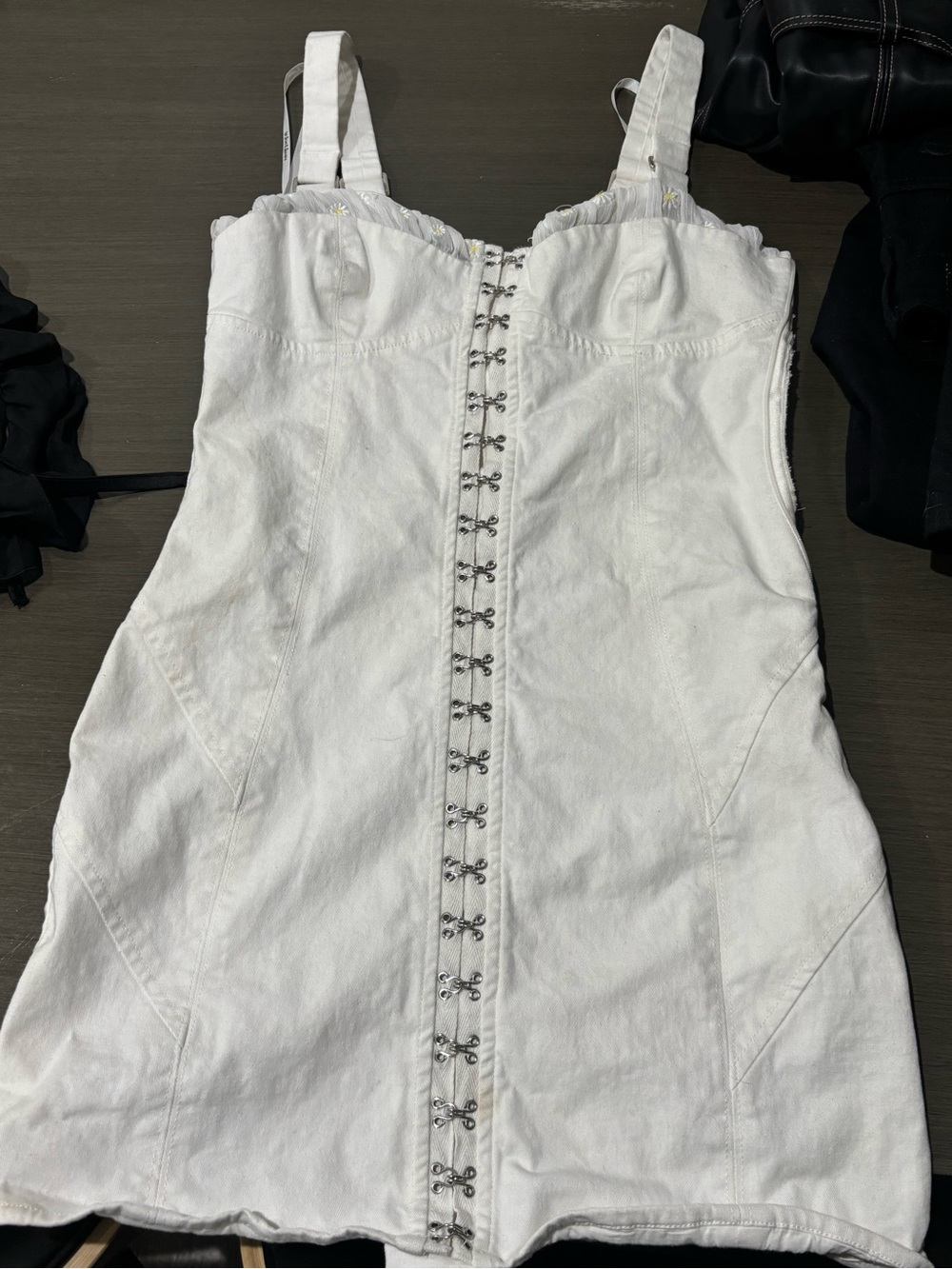 For Love & Lemons White Hook-and-Eye Corset Mini Dress